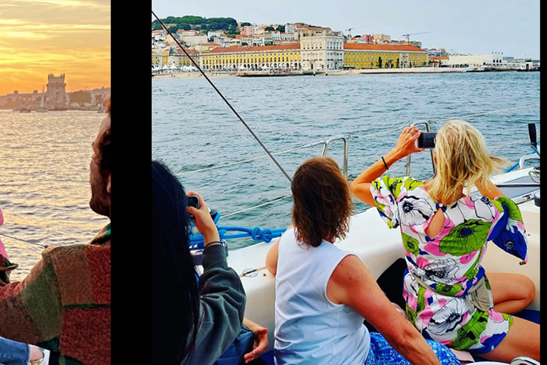 Lisboa: Passeio de Barco ao Pôr-do-Sol no Rio Tejo com Welcome DrinkLisboa: Passeio de barco ao pôr do sol no rio Tejo com Welcome Drink