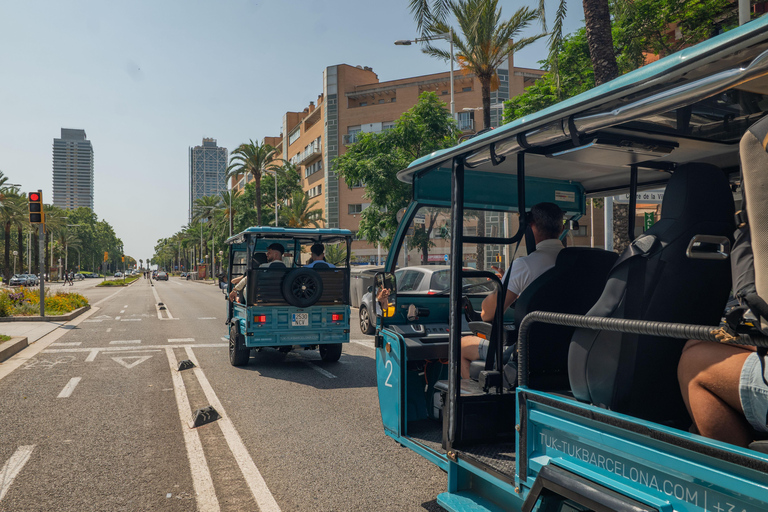1,5-timmars privat Tuk-Tuk-tur i Barcelona och på stranden1,5-timmars privat tur med tuk-tuk i Barcelona och på stranden