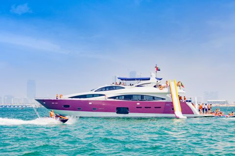 Dubai: Yacht Ride & Slide, Swim & Snorkel with BBQ Lunch
