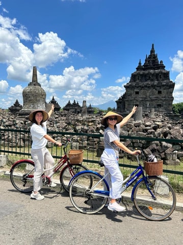 Cycling at Plaosan temple & Prambanan Temple with sunset