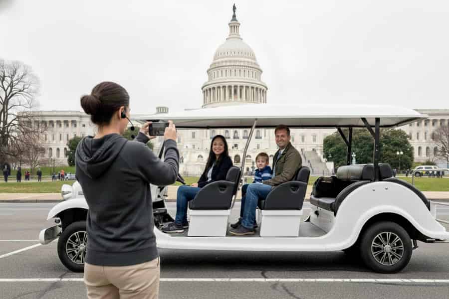 Washington, D.C.: Kleingruppentour mit dem E-Cart unter freiem Himmel zu den Memorials. Foto: GetYourGuide Washington, D.C.: Kleingruppentour mit dem E-Cart unter freiem Himmel zu den Memorials. Foto: GetYourGuide