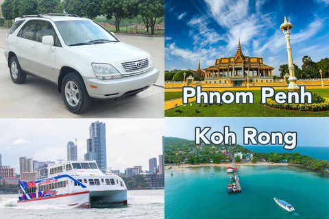 Phnom Penh de/para a ilha de Koh Rong Carro particular e balsaPhnom Penh de/para Koh Rong Isaland Carro particular e balsa