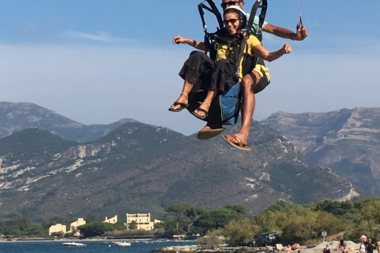 First time / Tandem paragliding flight in Saint Florent Paragliding tandem flight in Saint Florent