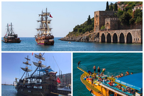 Alanya: 2 Concepts Boat Tour – Party or Relax Cruise Pirate Party Boat with Hotel Transfer