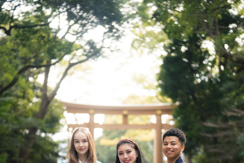 Visite du sanctuaire Meiji à KIMONO.