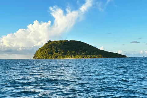 Deshaies: Guided boat tour: Coast + Snorkeling + Islets + Aperitif Deshaies: Guided Boat Tour: Coastline + Snorkeling + Islets + Aperitif