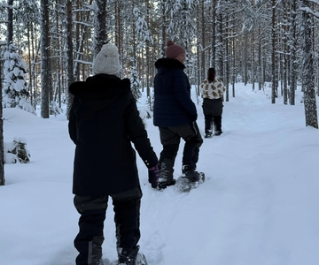 Överkalix: tour de día completo con raquetas de nieve y almuerzo al aire libre