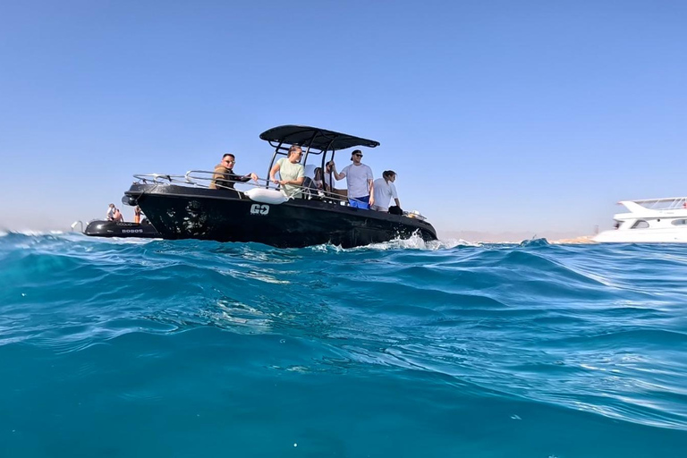 Hurghada: Viagem de mergulho com snorkel em lancha rápida com traslado do hotelHurghada: Lancha privativa para mergulho com snorkel e traslado do hotel