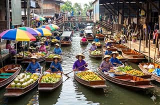 Von Bangkok nach Kanchanaburi: Zugmärkte & Geschichte des 2. Weltkriegs