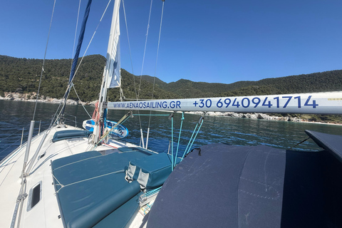 From Skopelos: Relaxed Open-Sail Day with Swimming & SUP Private Sailing Experience