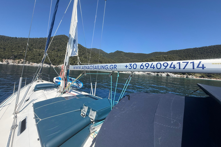 From Skopelos: Relaxed Open-Sail Day with Swimming & SUP Private Sailing Experience