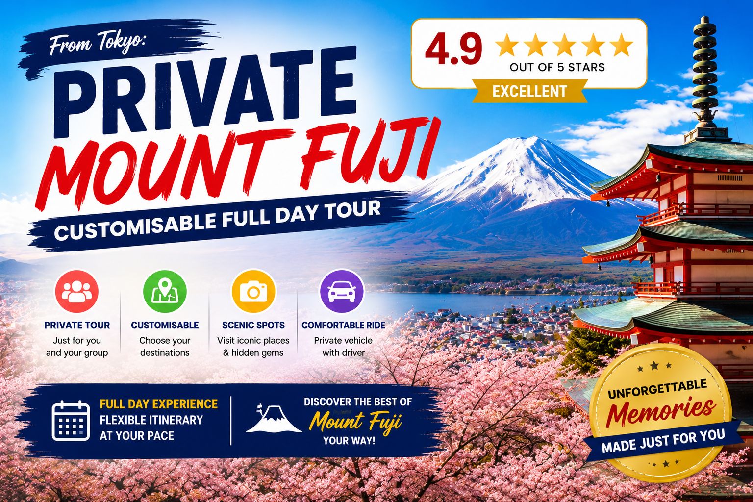 Ab Tokio: Private, individuell gestaltbare Tagestour zum Fuji