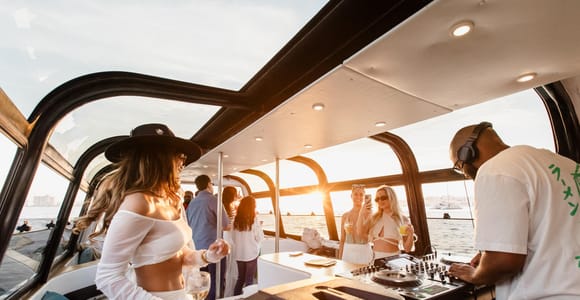 Lisbon Sunset DJ Party Cruise with Pizza & Drinks