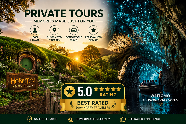 Auckland: Hobbiton& Waitomo private Tour with Hotel Pickup