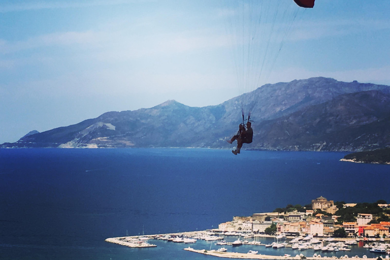 First time / Tandem paragliding flight in Saint Florent Paragliding tandem flight in Saint Florent