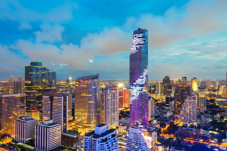 Bangkok: Mahanakhon SkyWalk toegangsbewijs met opties[DE] Zonsondergang: Eten (Ticket+Foto+THB 200) Laatste toegang 18.30 uur