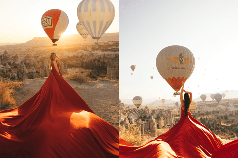 Capadocia: Sesión fotográfica al amanecer con vestidos voladores