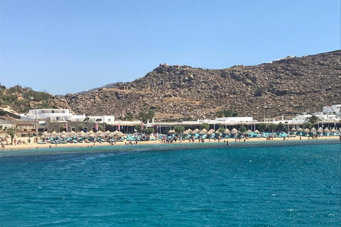 Mykonos : Croisière au coucher du soleil vers Rhenia, safari sur la plage, dînerCroisière sans transfert