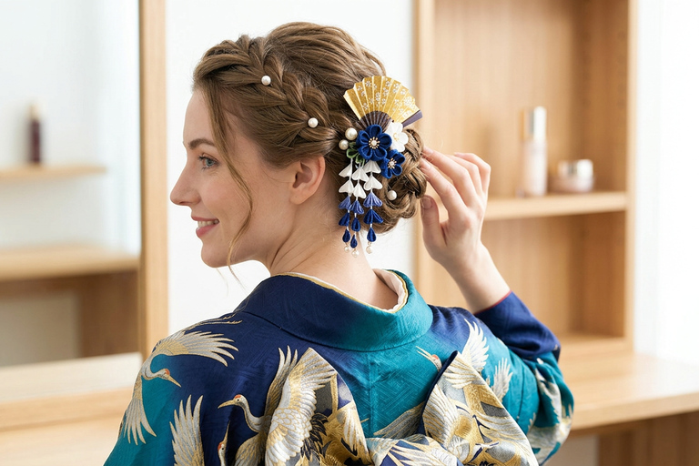 Tokyo: Asakusa Kimono Rental with Hairstyling & Photoshoot Female Basic Packages