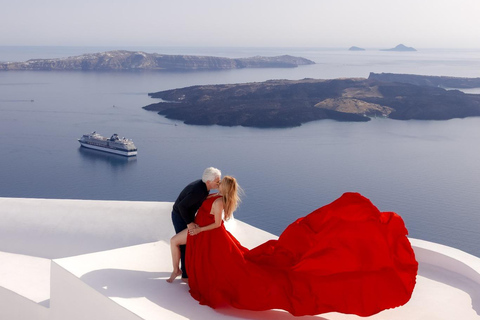 Santorini: Private Photoshoot with Dress Rental & Transfer