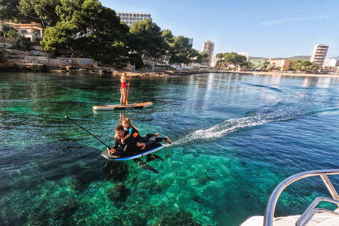 Palma de Mallorca: Private Sunrise Boat Tour & Watersports Sunrise experience + Long stop with water toys.