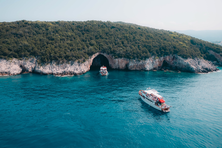 From Benitses/Lefkimmi: Blue Lagoon & Papanikolis Cruise Cruise with Transfer from Southern Corfu to Lefkimmi Port