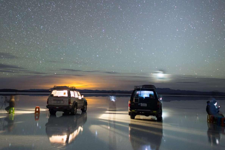 Uyuni: Stjärnornas natt + soluppgång i Uyuni Salt Flats