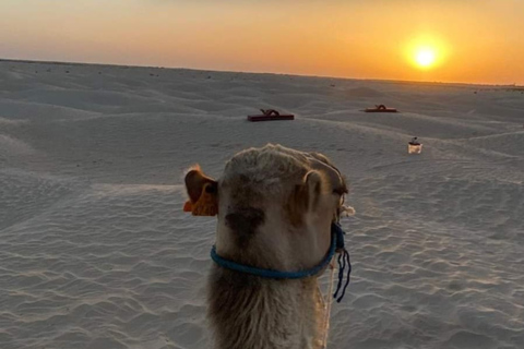 Ksar Ghilaine: Cena al atardecer y noche estrellada en el desierto