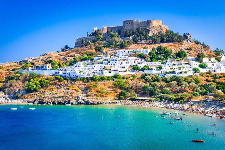 Rhodes: Lindos Boat Tour with Swim Stop and Hotel Pickup From Rhodes to Lindos SELF - Guided Boat Tour