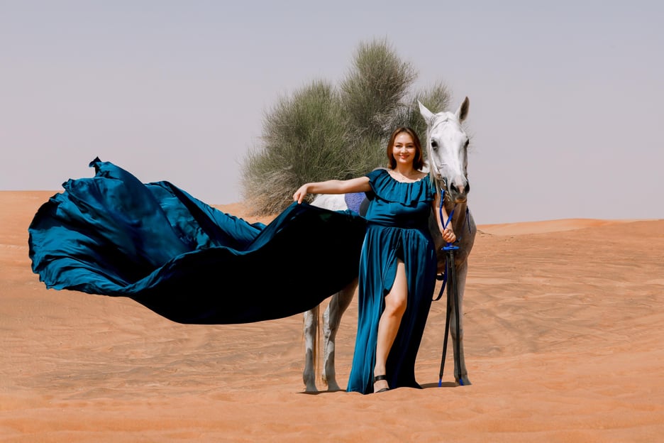 Dubai: Private Flying Dress Photography and Dune Drive Trip