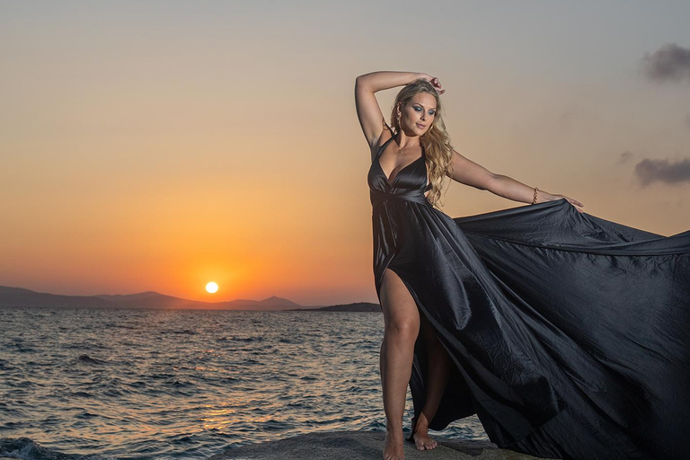 Servizio fotografico con abito volante a Naxos