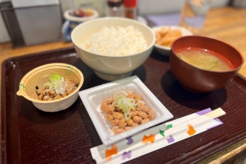 Natto experience and shrine tours to get to know people 1 Hour Natto Eating Challenge and Visiting Local Shrines
