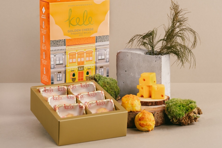 Kele Tarty ananasowe/pudełko z pamiątkami w kształcie kulek (odbiór w Chinatown)6 sztuk złotych kulek ananasowych w pudełku Peranakan