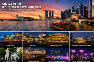 Sonnenuntergangsfahrt entlang der Skyline von Singapur mit geführter Nachtwanderung
