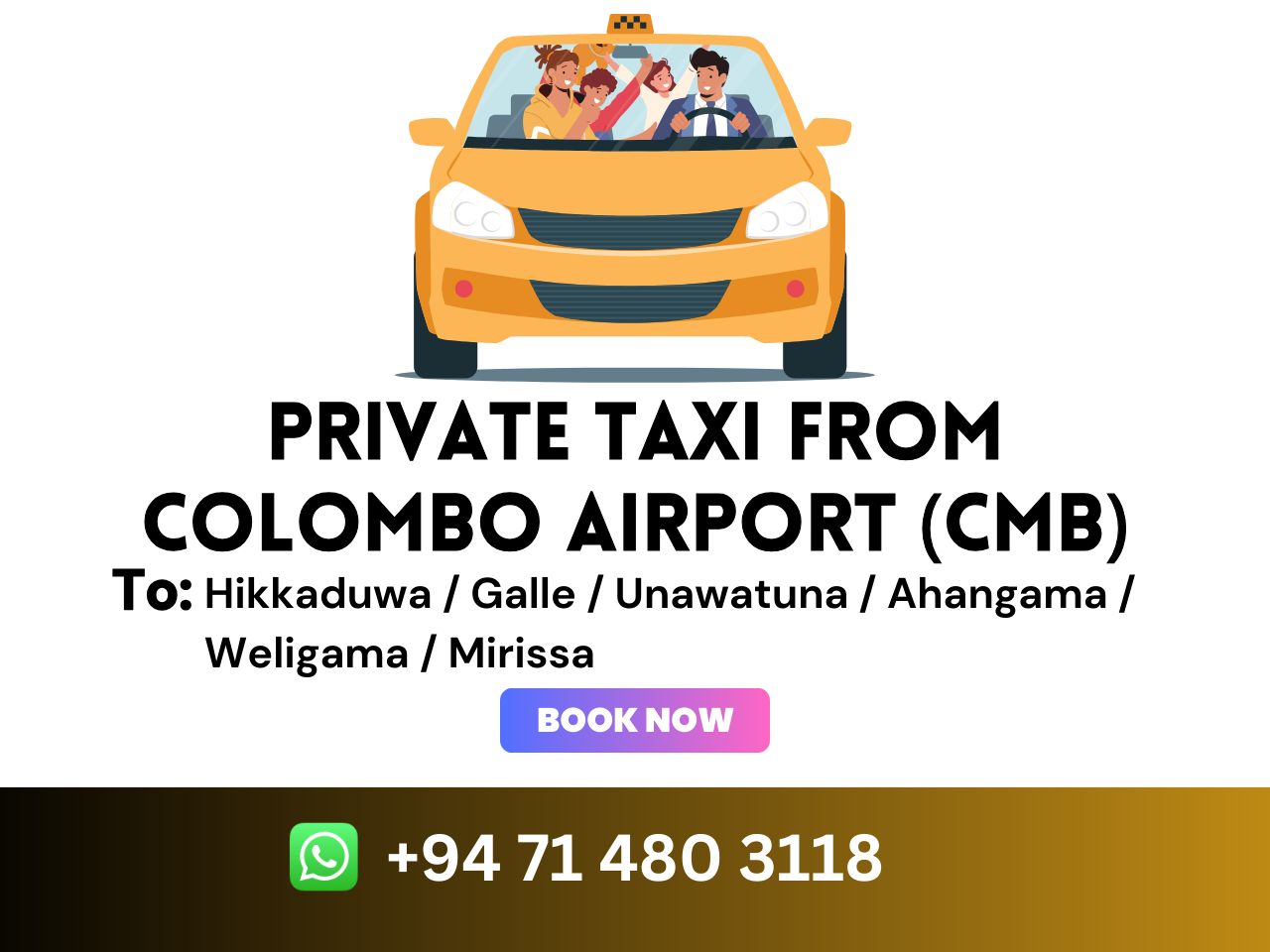 Privattaxi vom Flughafen Colombo nach Unawatuna/Weligama/Galle