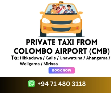Privetaxi van luchthaven Colombo naar Unawatuna/Weligama/Galle