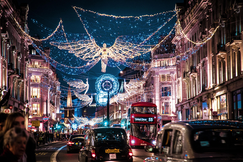 Top Deck London Christmas Lights Tour numa excursão de ônibus VintageVisita às Luzes de Natal Vintage Top Deck de Londres