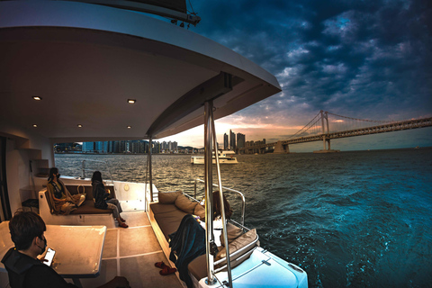 Busan night yacht tour with local food & romantic city views