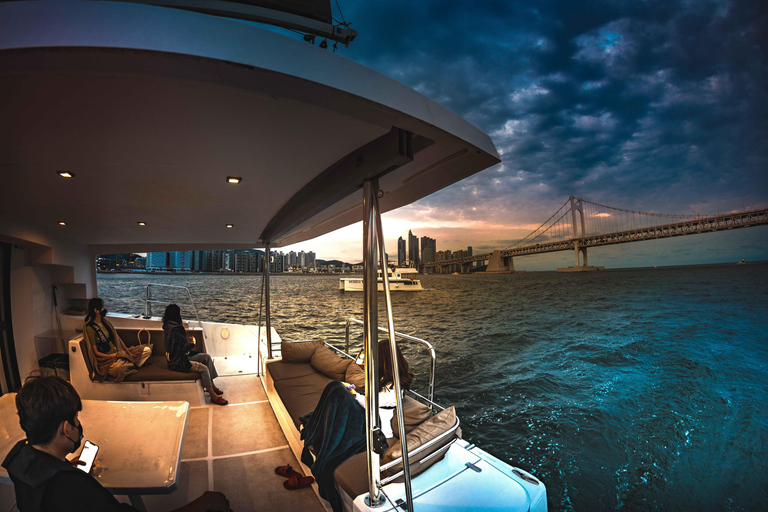 Busan night yacht tour with local food & romantic city views