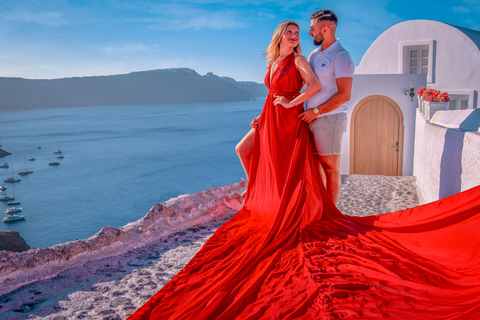 Santorini: Sesión de fotos privada con vestido volador30 minutos - Sesión de fotos con vestido volador