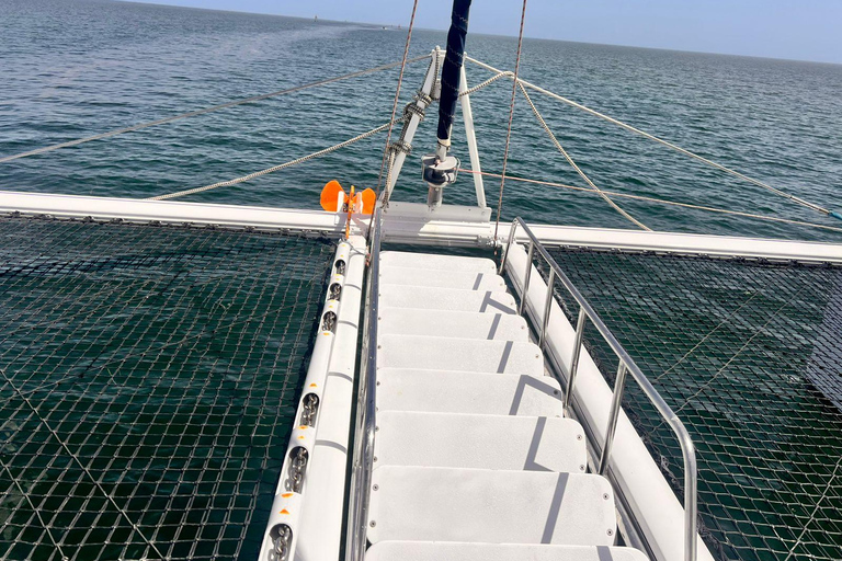 Djerba : croisière de luxe en catamaran avec baignade et collationDjerba : croisière de luxe en catamaran avec baignade et collations