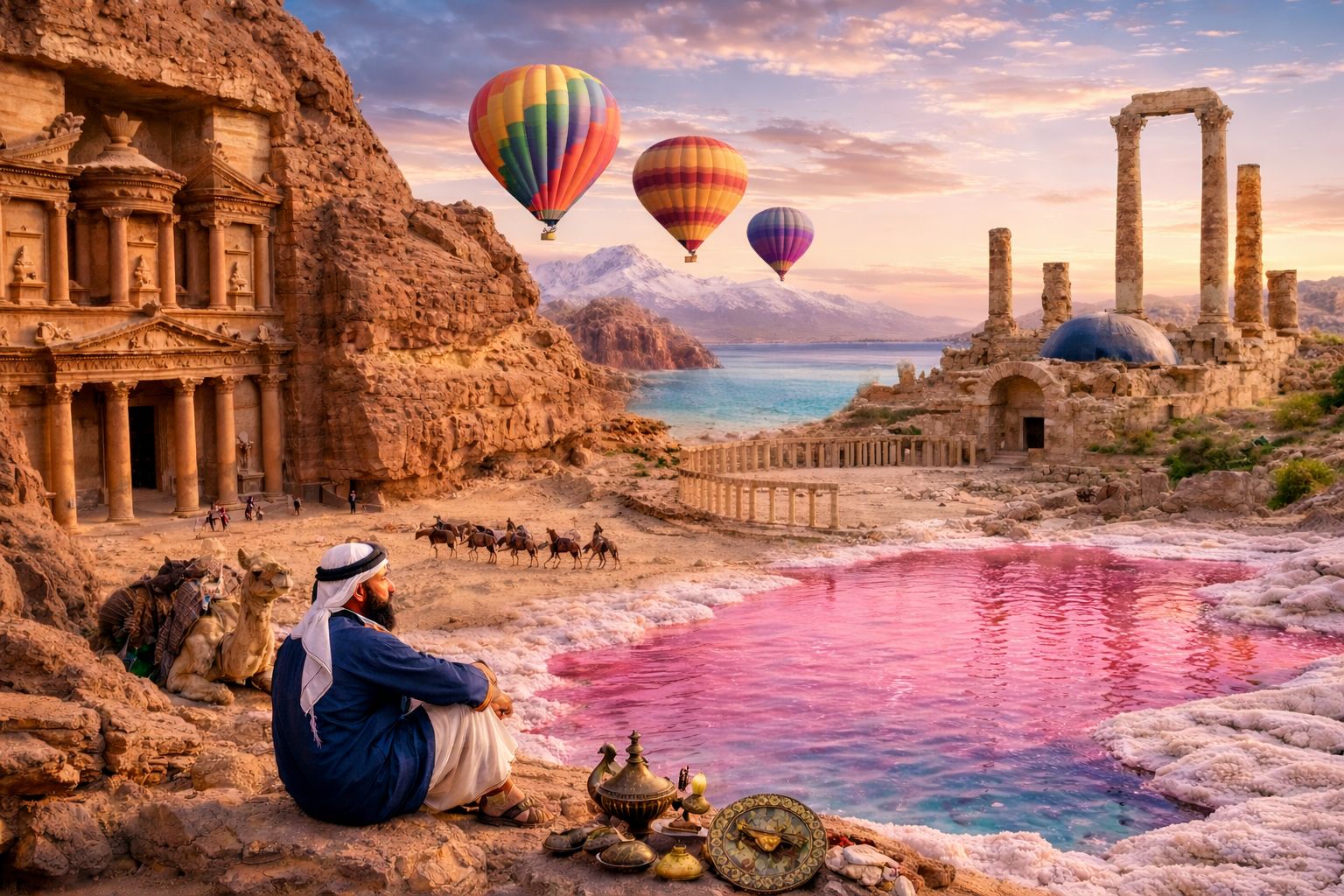 3 Tage: Amman Städtetour, Petra, Wadi Rum, Pink Lake & Totes Meer