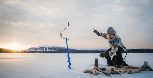 Pyhä: Ice Fishing Experience at Frozen Lake