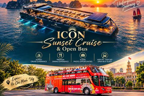 HCMC: ICON Sunset Cruise & Open Bus with Private Pickup Option 3: Sunset Cruise (Unlimited Drinks &Snack) + Open Bus