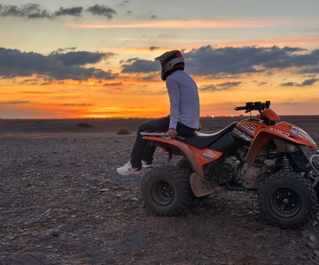 Marrakech: Desert and Palm Grove Sunset Quad Tour with Tea