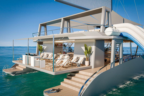 Mallorca: Premium Catamaran Day Trip with BBQ, Swim Stop, & VIP Area Option 5-Hour Day Trip from Sky VIP Lounge