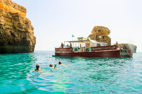 Quarteira : Excursion en bateau dans la grotte de Benagil avec barbecue sur la plage et kayak