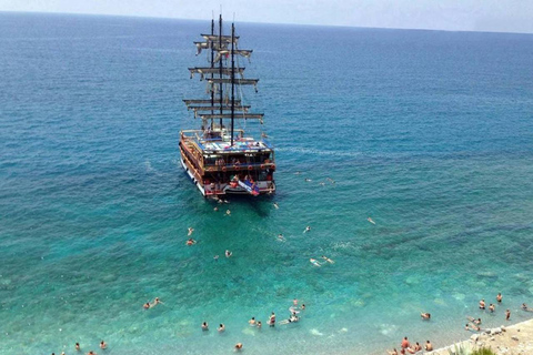 Alanya: Catamaran Boat Tour with Swimming and Snorkeling Catamaran Boat with Pickup Service