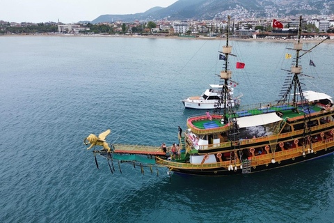 Alanya: Deluxe Exclusive Pirate Gulet with Foam & DJ Boat Trip with Hotel Transfer