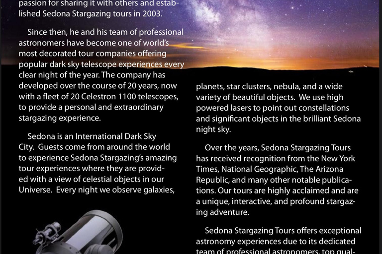 Sedona: premiada experiencia de observación de estrellas con telescopiosSedona: Premiada experiencia de observación de estrellas con telescopios